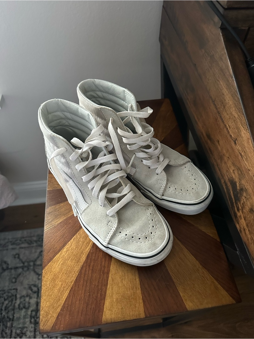 High-Top Suede Sneakers in Light Gray